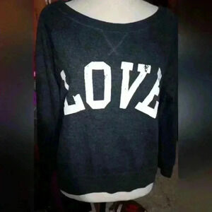 Reflex Oversized Grey Long Sleeve Crew Neck Love Sweatshirt